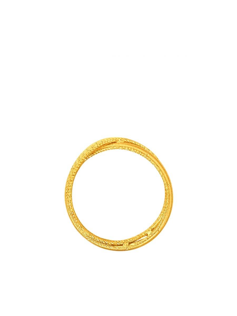 Cincin emas 24 karat wanita Zhou Dafu Golden Years dengan kilauan bintang dan galaksi, desain cincin